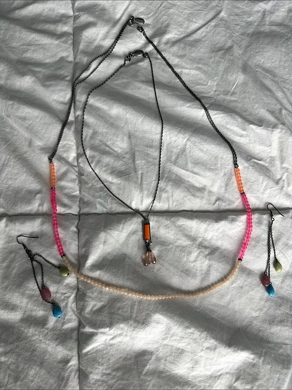 AnnTaylor Beaded Necklace & Matching Earrings in Pink